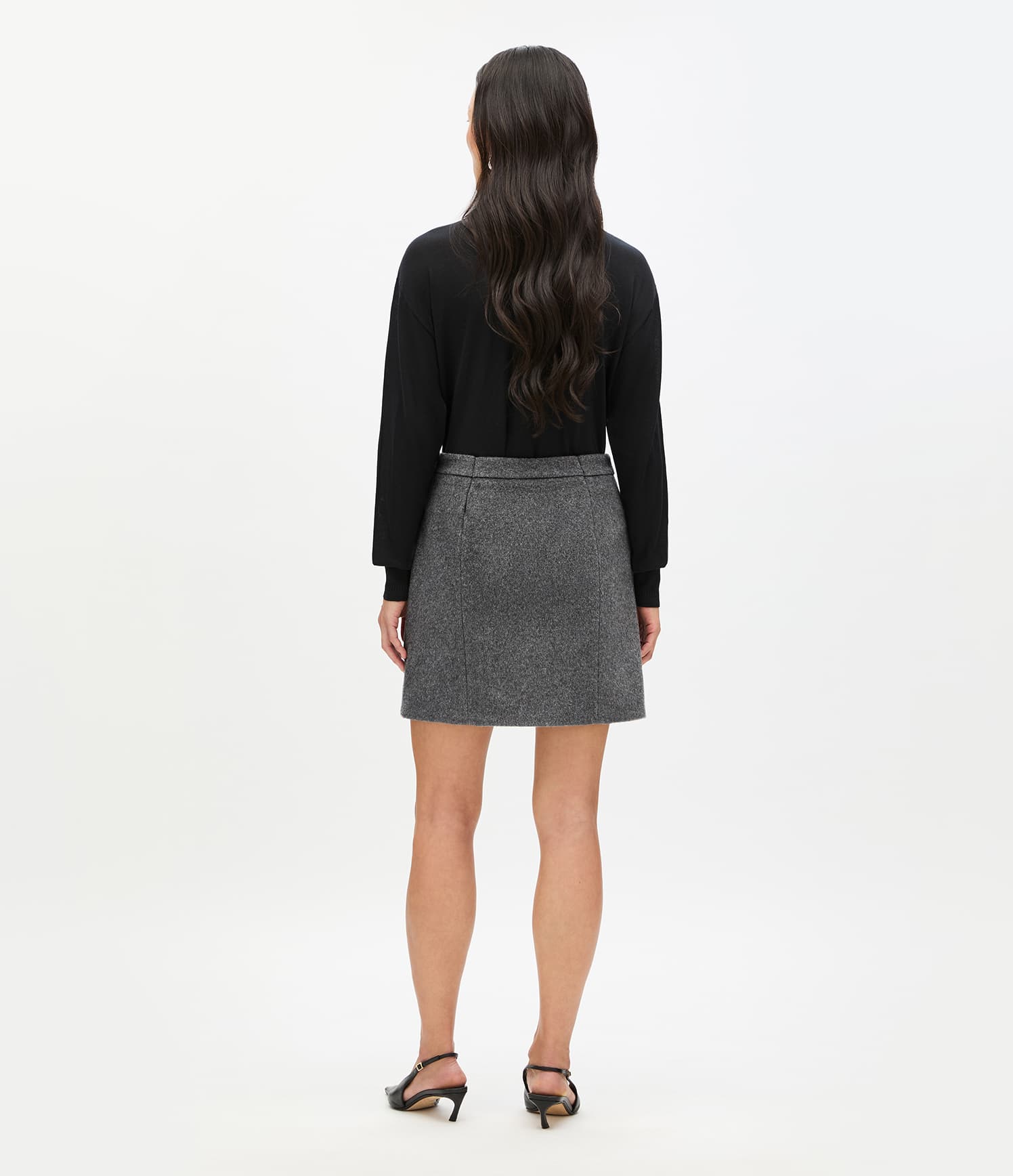 Another Tomorrow Tailored Mini Skirt in Medium Melange Grey – Cashmere Women's Skirt
