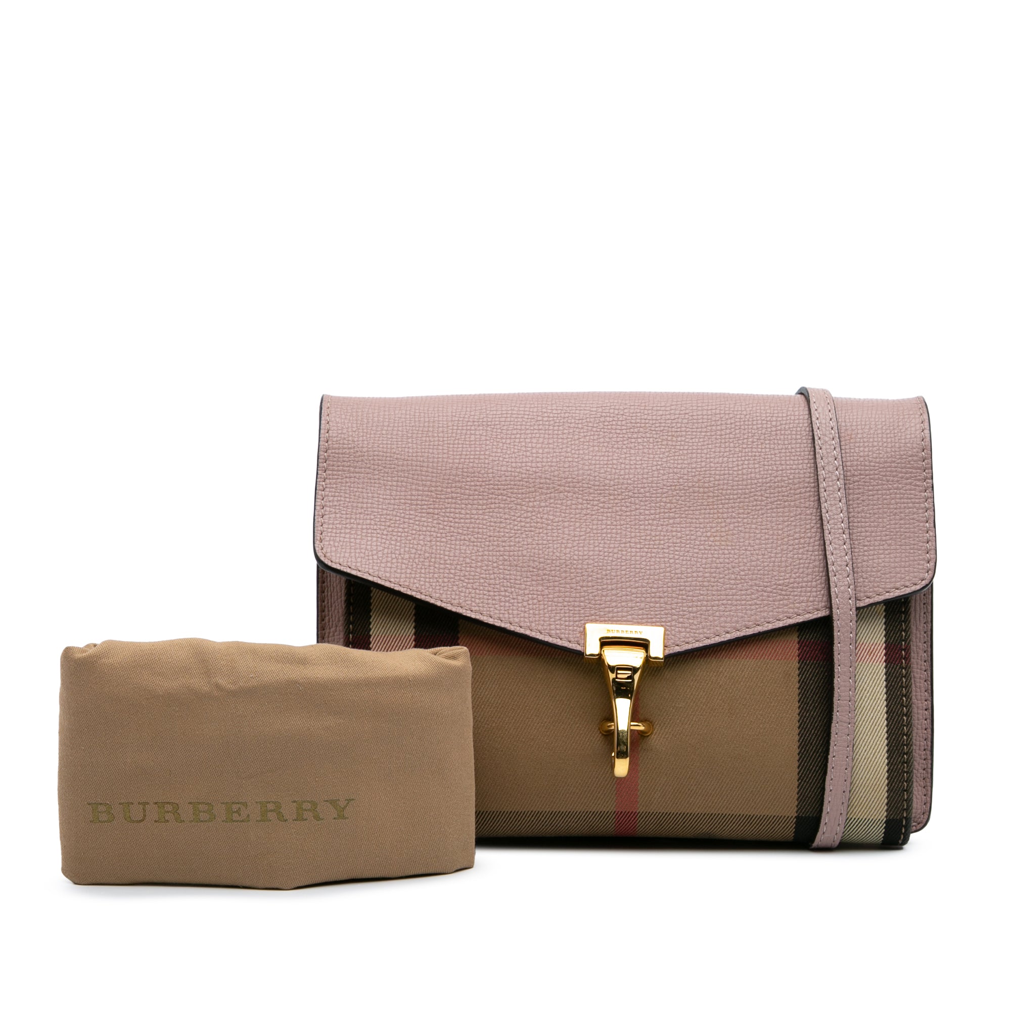 Burberry | Pre-Owned Small House Check Canvas Derby Macken Crossbody | Pink/Light Pink
