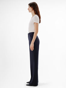 Another Tomorrow Slight Flare Trouser in Navy – Wool Women's Trousers