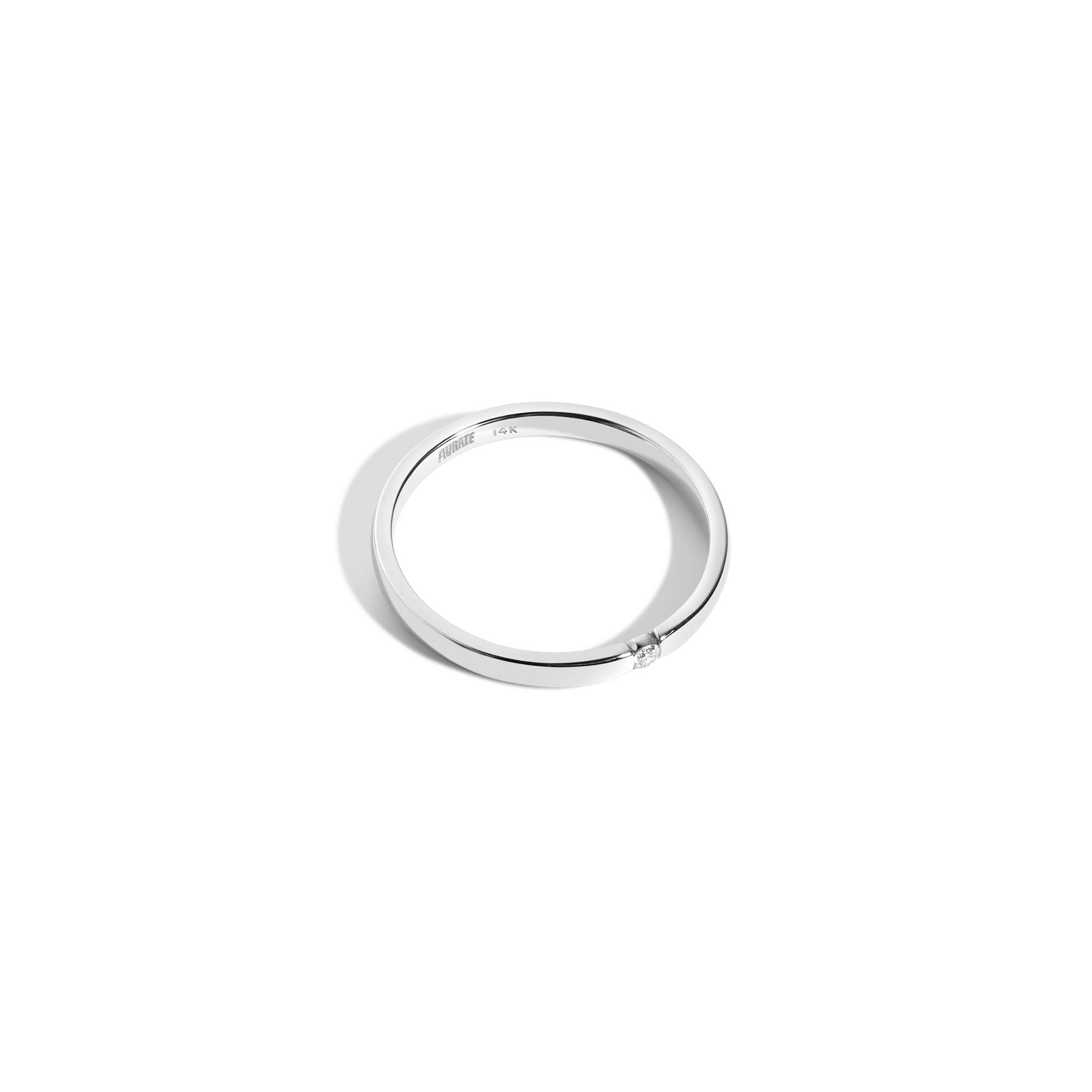Thin Diamond Inlay Ring White Gold Vermeil White Gold 14K White Gold 18K