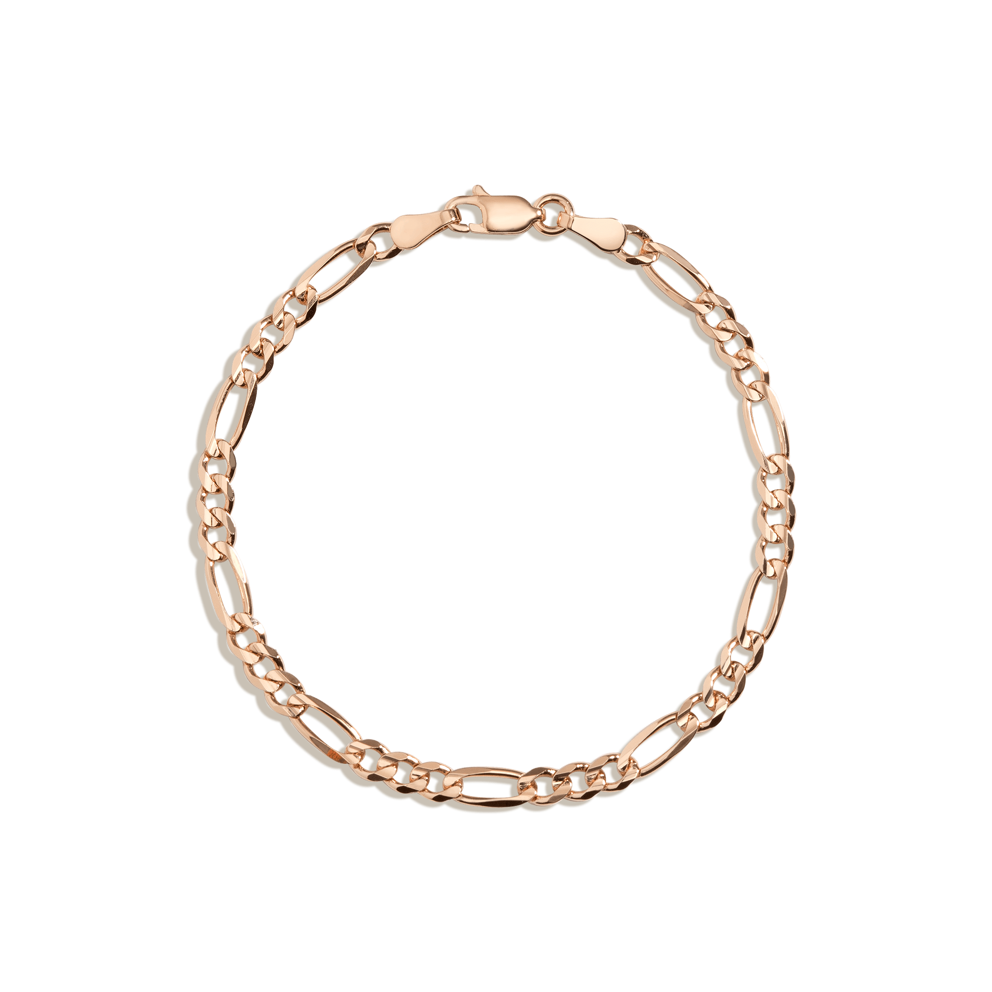 Large Gold Figaro Chain Bracelet Vermeil 14K Rose Gold