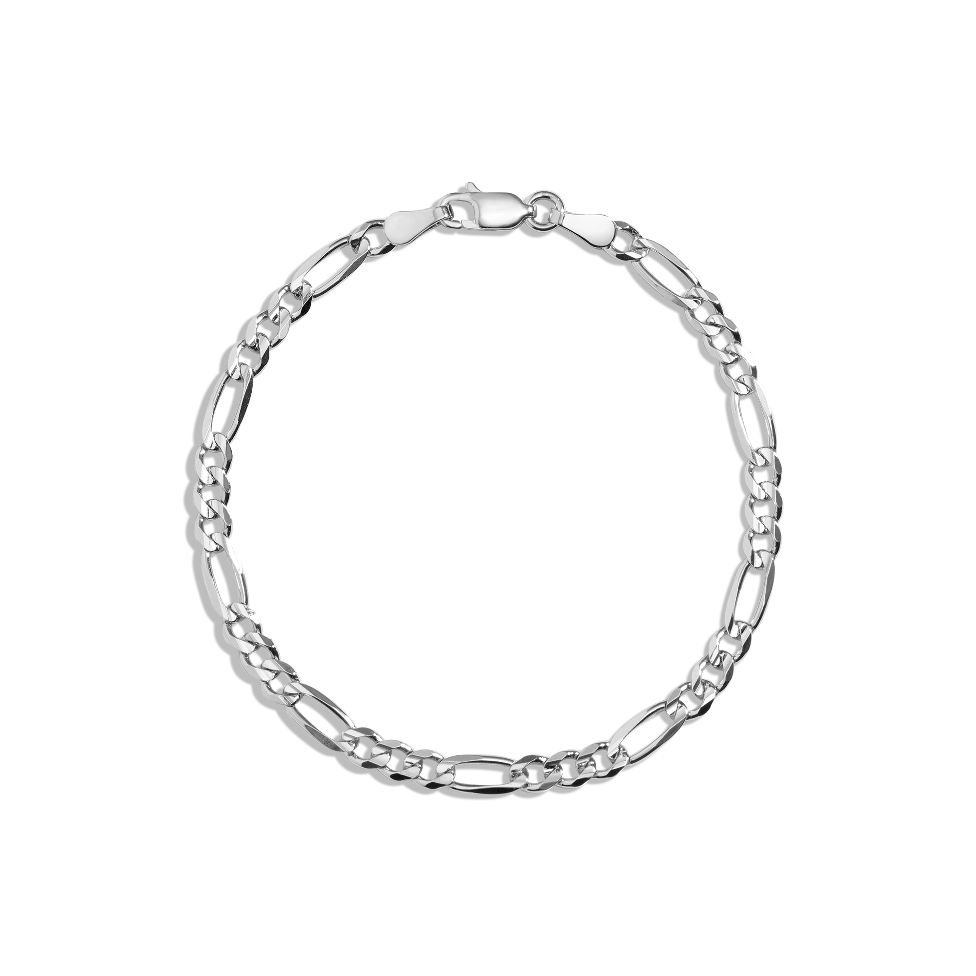 Large Gold Figaro Chain Anklet Vermeil White Gold