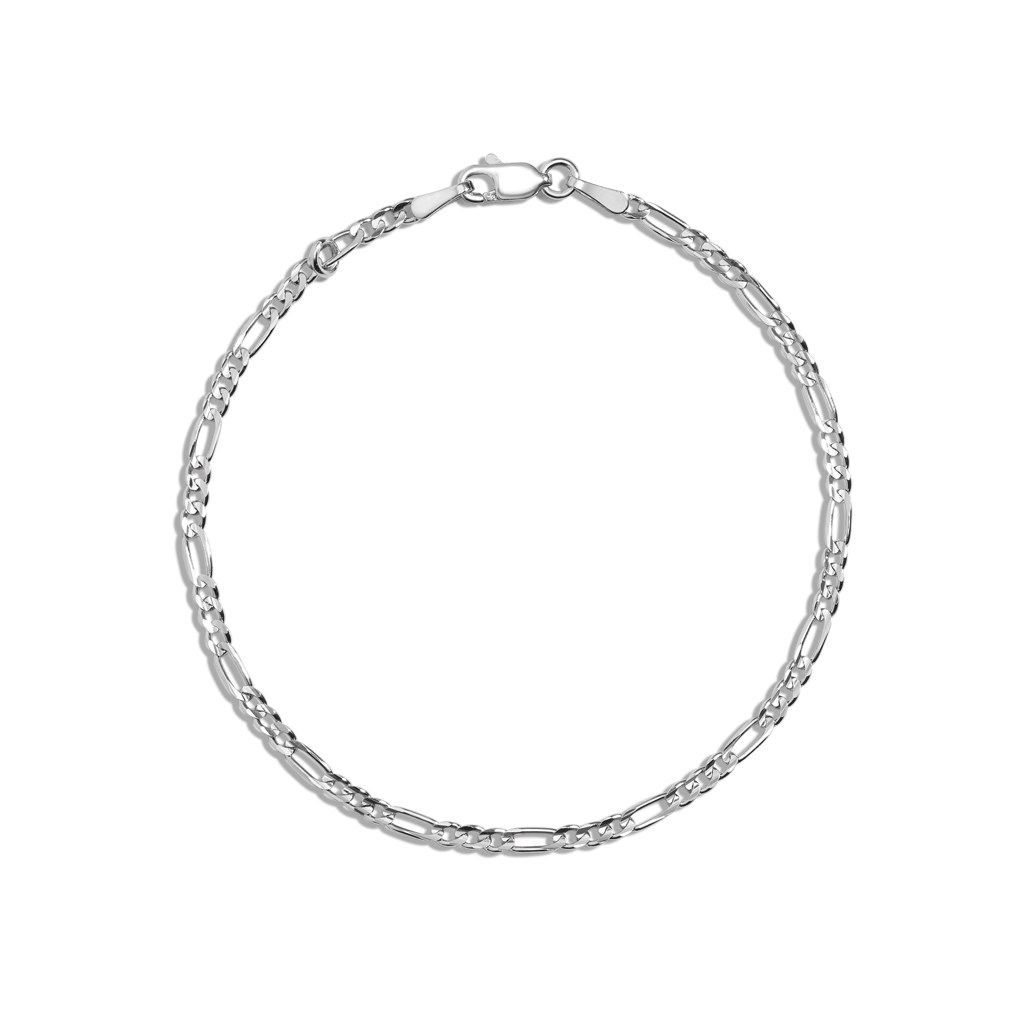 Medium Gold Figaro Chain Bracelet Vermeil 14K White Gold