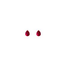 Pear Gemstone Solitaire Stud Earrings Vermeil Yellow Gold Red Ruby First
