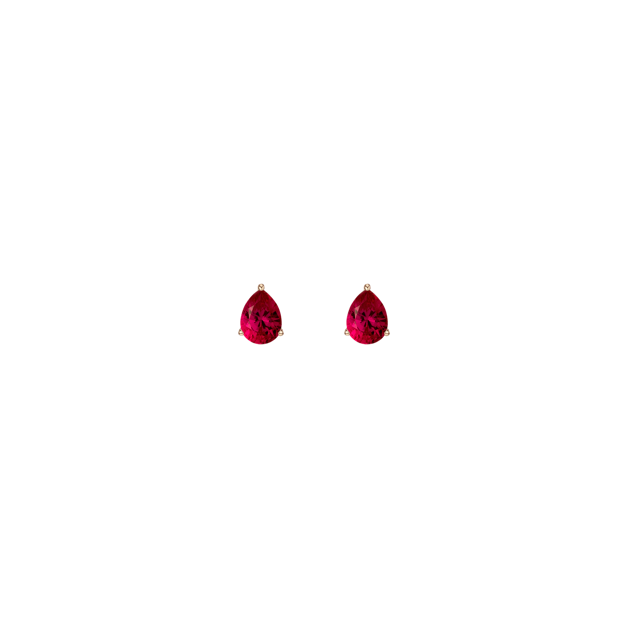 Pear Gemstone Solitaire Stud Earrings Vermeil Yellow Gold Red Ruby First