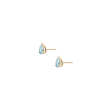Pear Gemstone Solitaire Stud Earrings Vermeil Yellow Gold Aquamarine