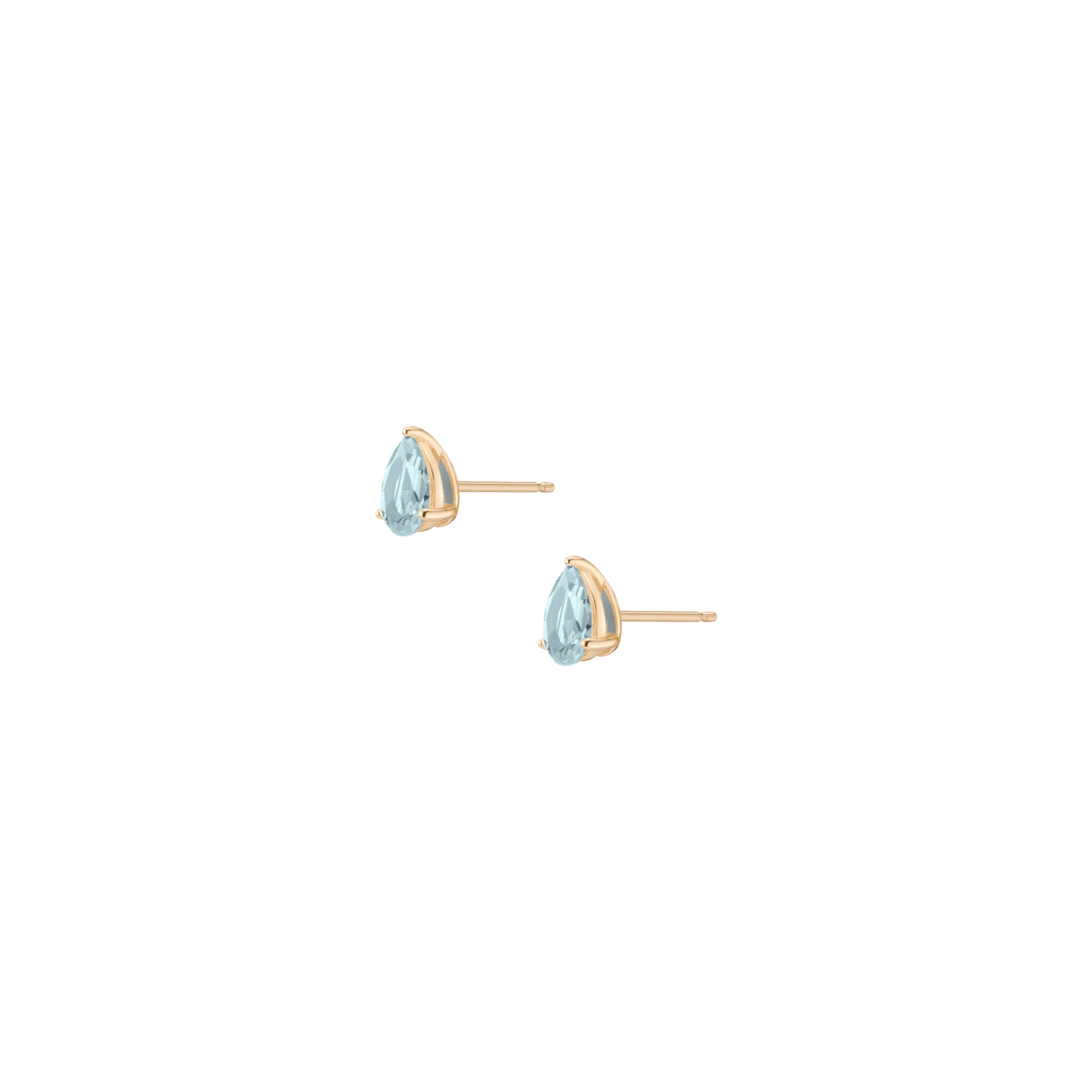 Pear Gemstone Solitaire Stud Earrings Vermeil Yellow Gold Aquamarine