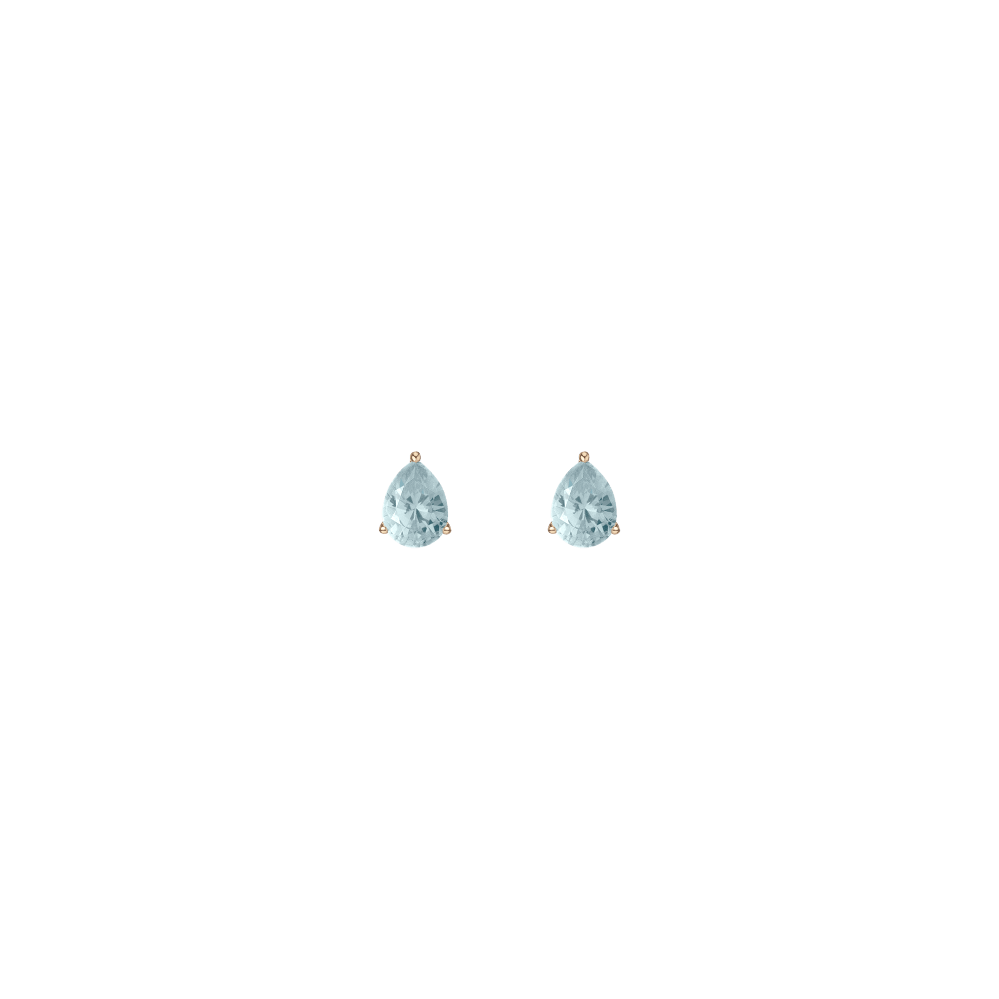 Pear Gemstone Solitaire Stud Earrings Vermeil Yellow Gold Aquamarine First