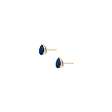 Pear Gemstone Solitaire Stud Earrings Vermeil Yellow Gold Blue Sapphire