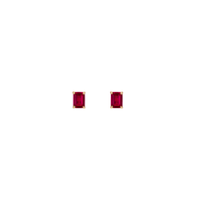 Emerald Gemstone Solitaire Stud Earrings Vermeil Yellow Gold Red Ruby First