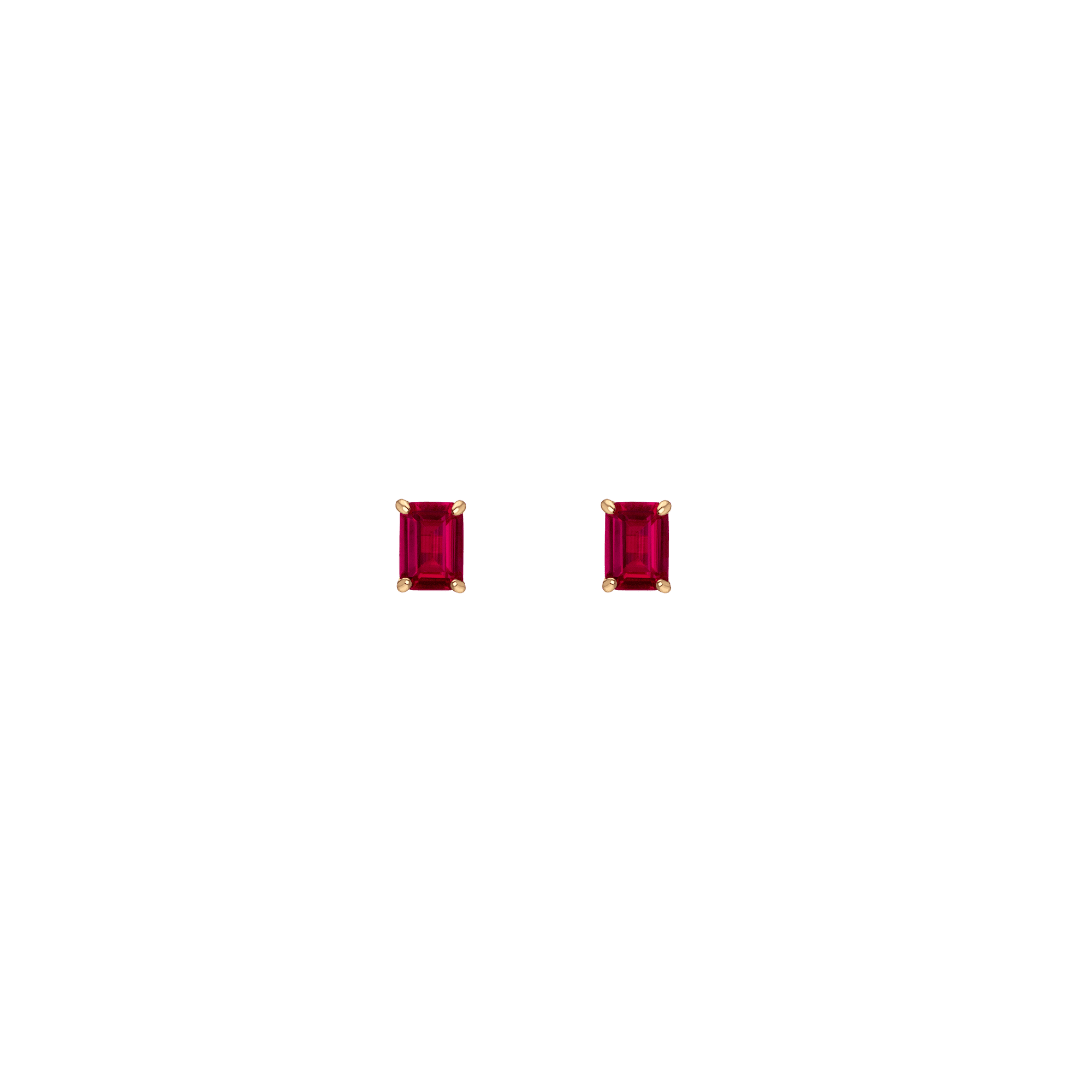 Emerald Gemstone Solitaire Stud Earrings Vermeil Yellow Gold Red Ruby First