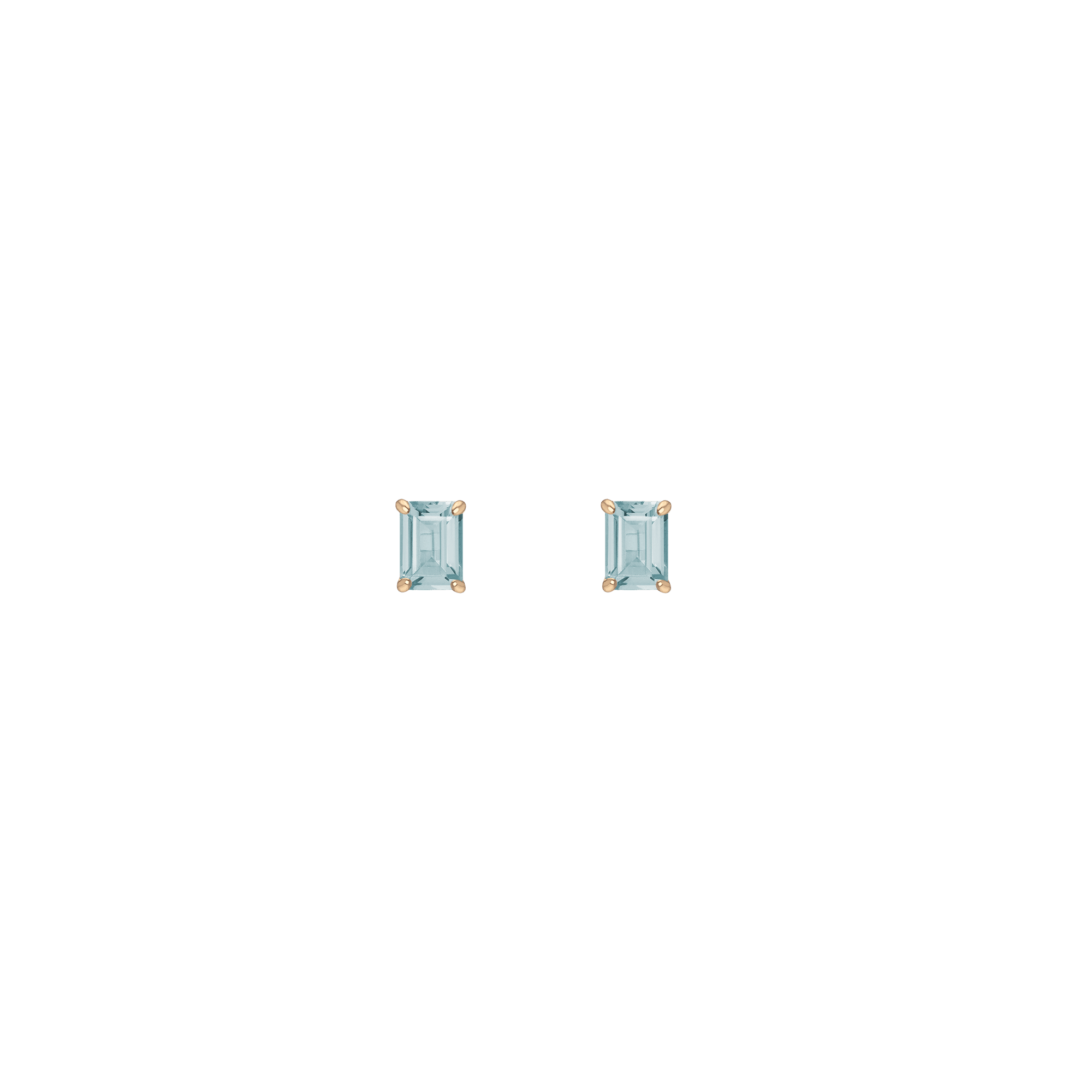 Emerald Gemstone Solitaire Stud Earrings Vermeil Yellow Gold Aquamarine First