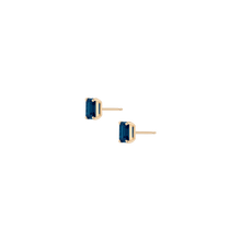 Emerald Gemstone Solitaire Stud Earrings Vermeil Yellow Gold Blue Sapphire