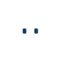 Emerald Gemstone Solitaire Stud Earrings Vermeil Yellow Gold Blue Sapphire First