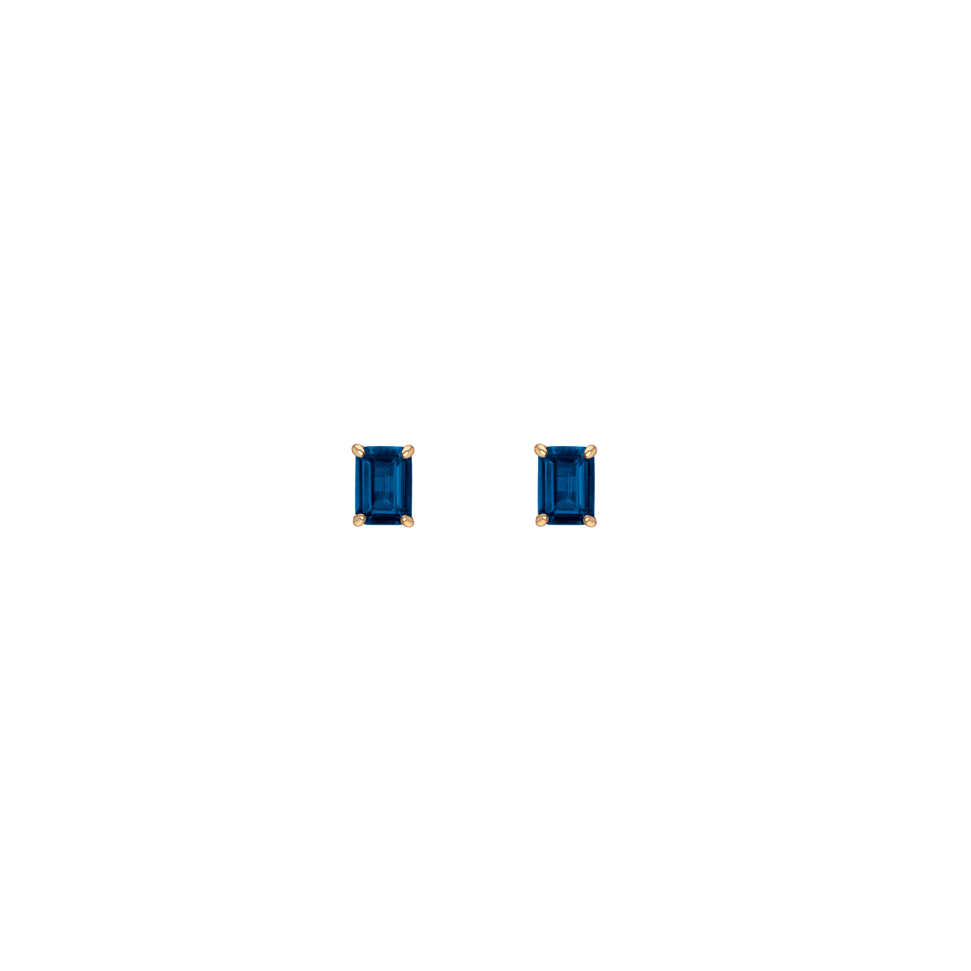 Emerald Gemstone Solitaire Stud Earrings Vermeil Yellow Gold Blue Sapphire First