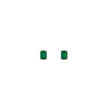 Emerald Gemstone Solitaire Stud Earrings Vermeil Yellow Gold Green Emerald First