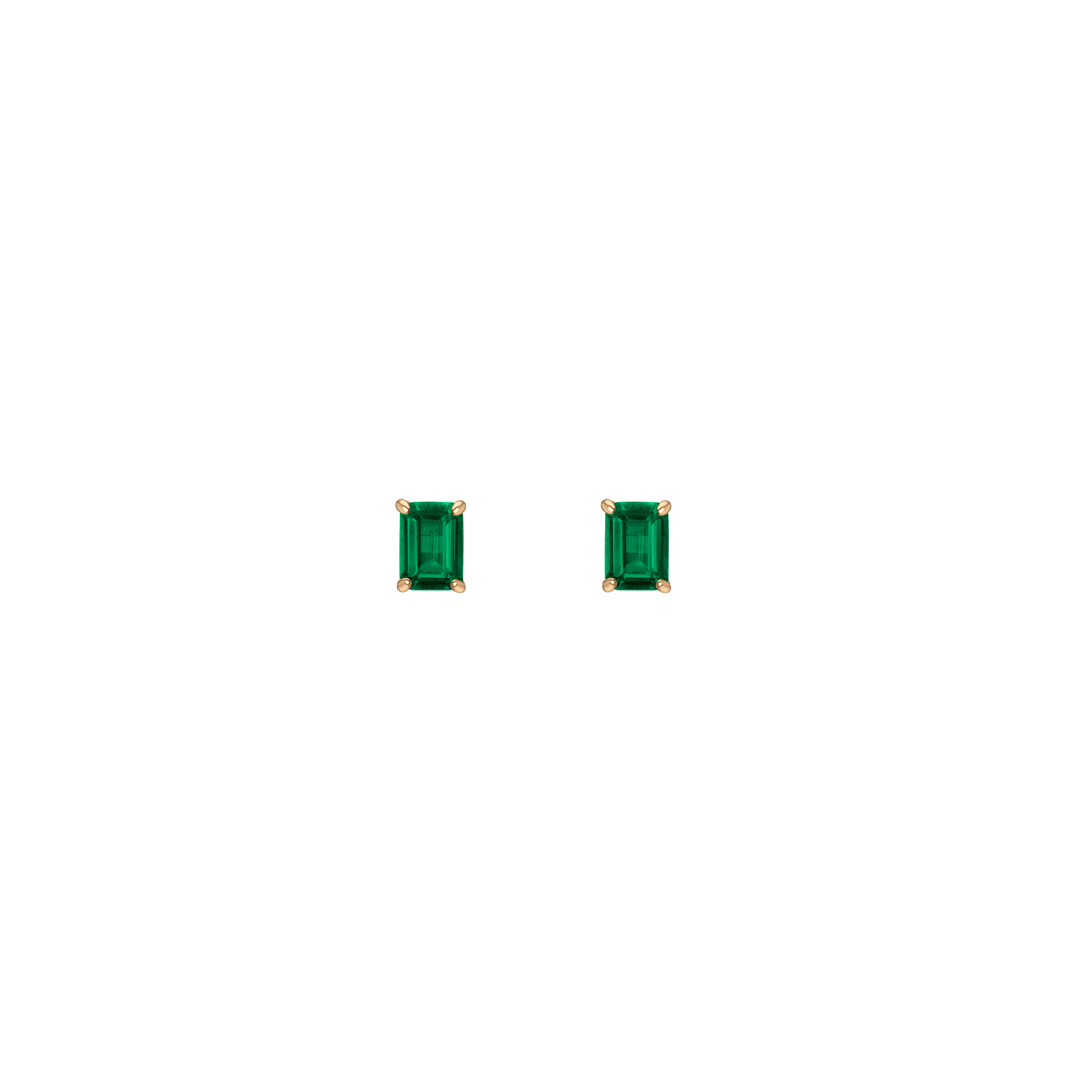 Emerald Gemstone Solitaire Stud Earrings Vermeil Yellow Gold Green Emerald First