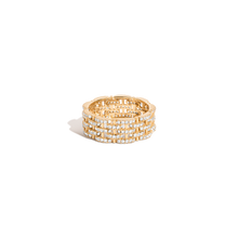 Mini Lab Grown White Sapphire Panther Chain Link Ring Vermeil Yellow Gold First