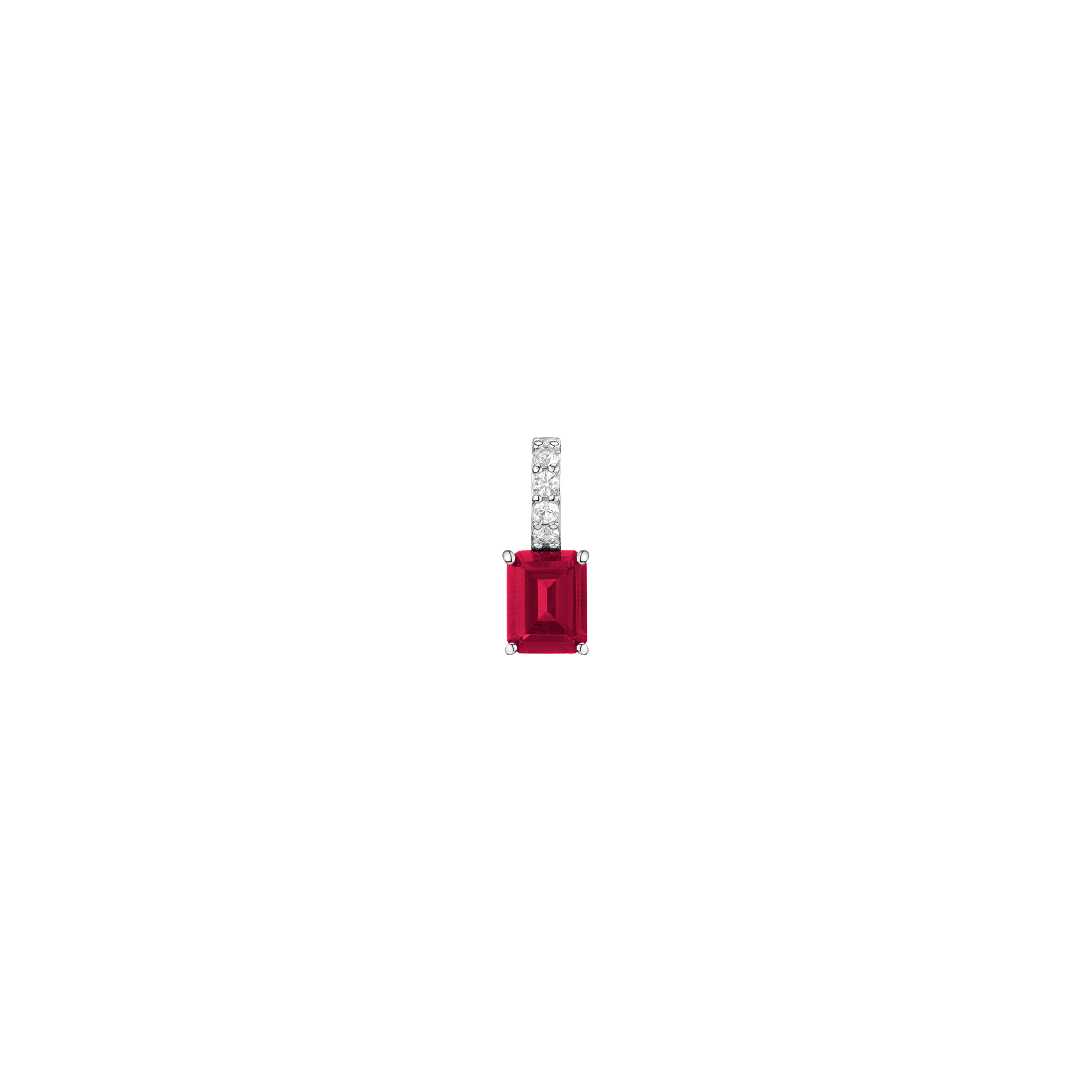 Emerald Cut Tennis Charm Pendant Vermeil White Gold Lab Grown Red Ruby First