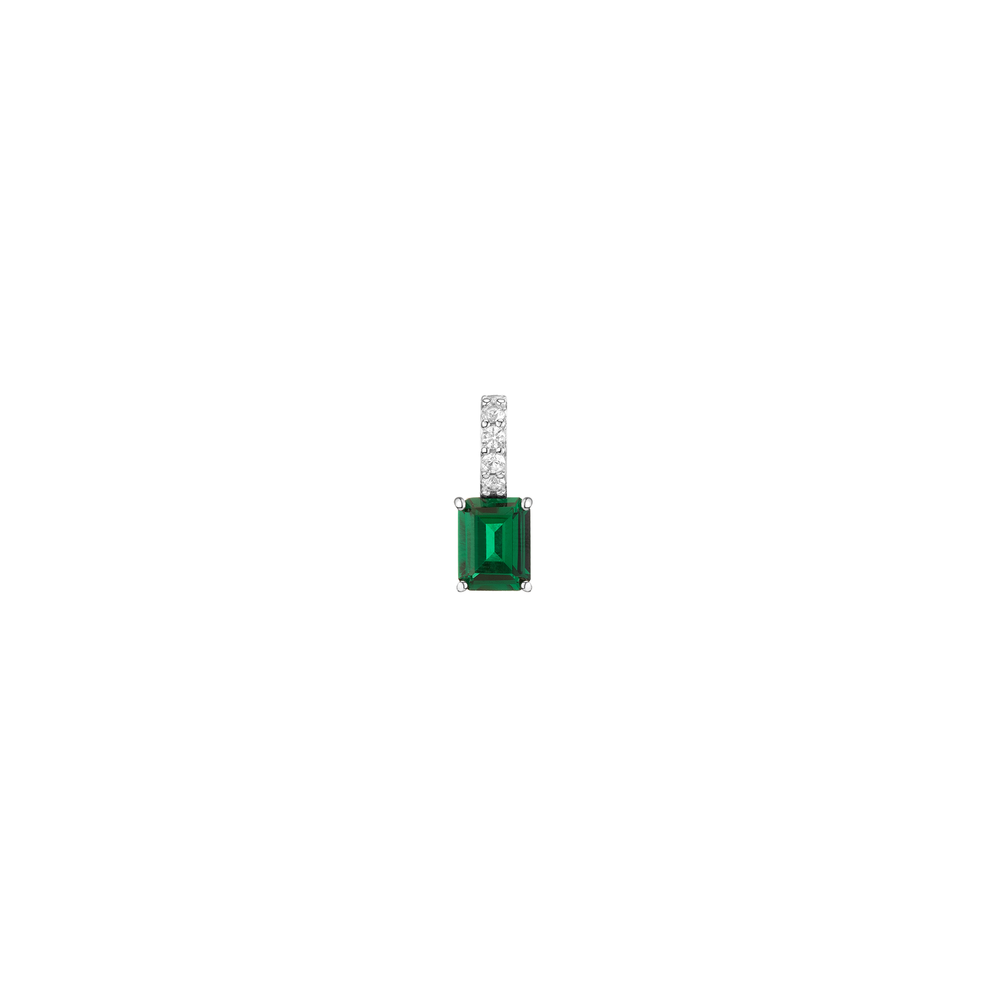 Emerald Cut Tennis Charm Pendant Vermeil White Gold Lab Grown Green Emerald First
