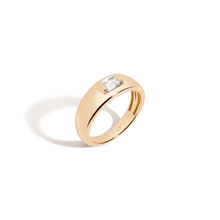 Chunky Lab Grown White Sapphire Emerald Ring Vermeil Yellow Gold