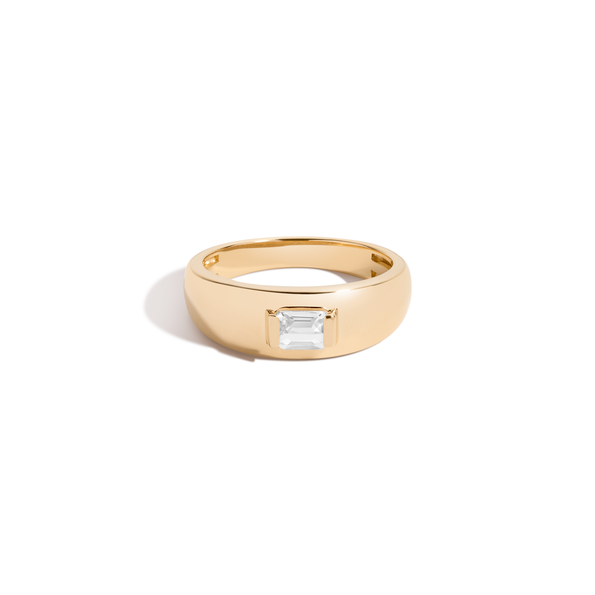 Chunky Lab Grown White Sapphire Emerald Ring Vermeil Yellow Gold First