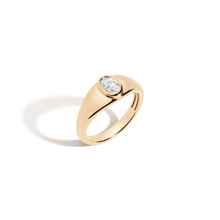 Chunky Lab Grown White Sapphire Oval Ring Vermeil Yellow Gold