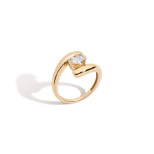 Lab Grown White Sapphire Ellipse Ring Vermeil Yellow Gold