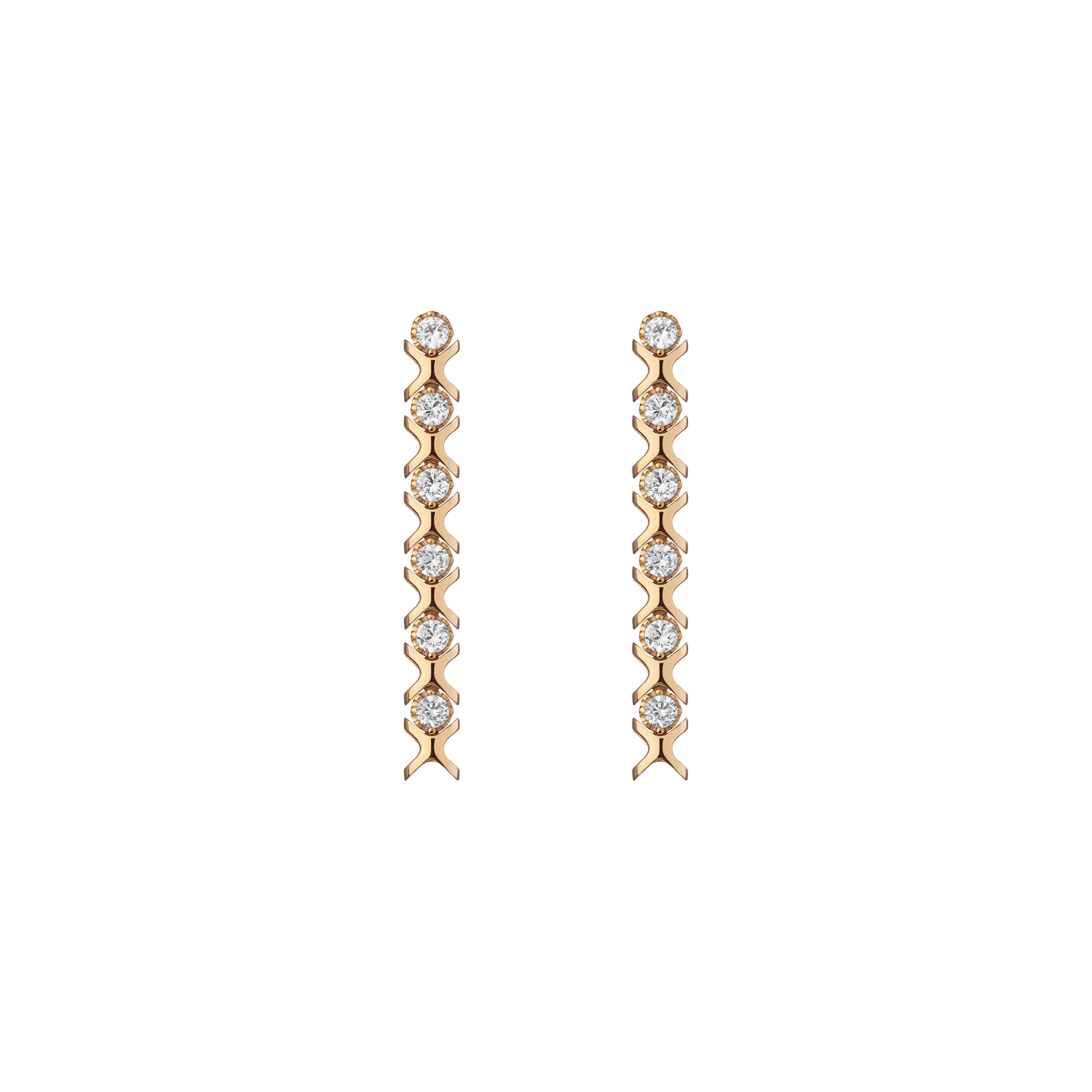 Lab Grown White Sapphire Vintage Bold X Tennis Earring Vermeil Yellow Gold First