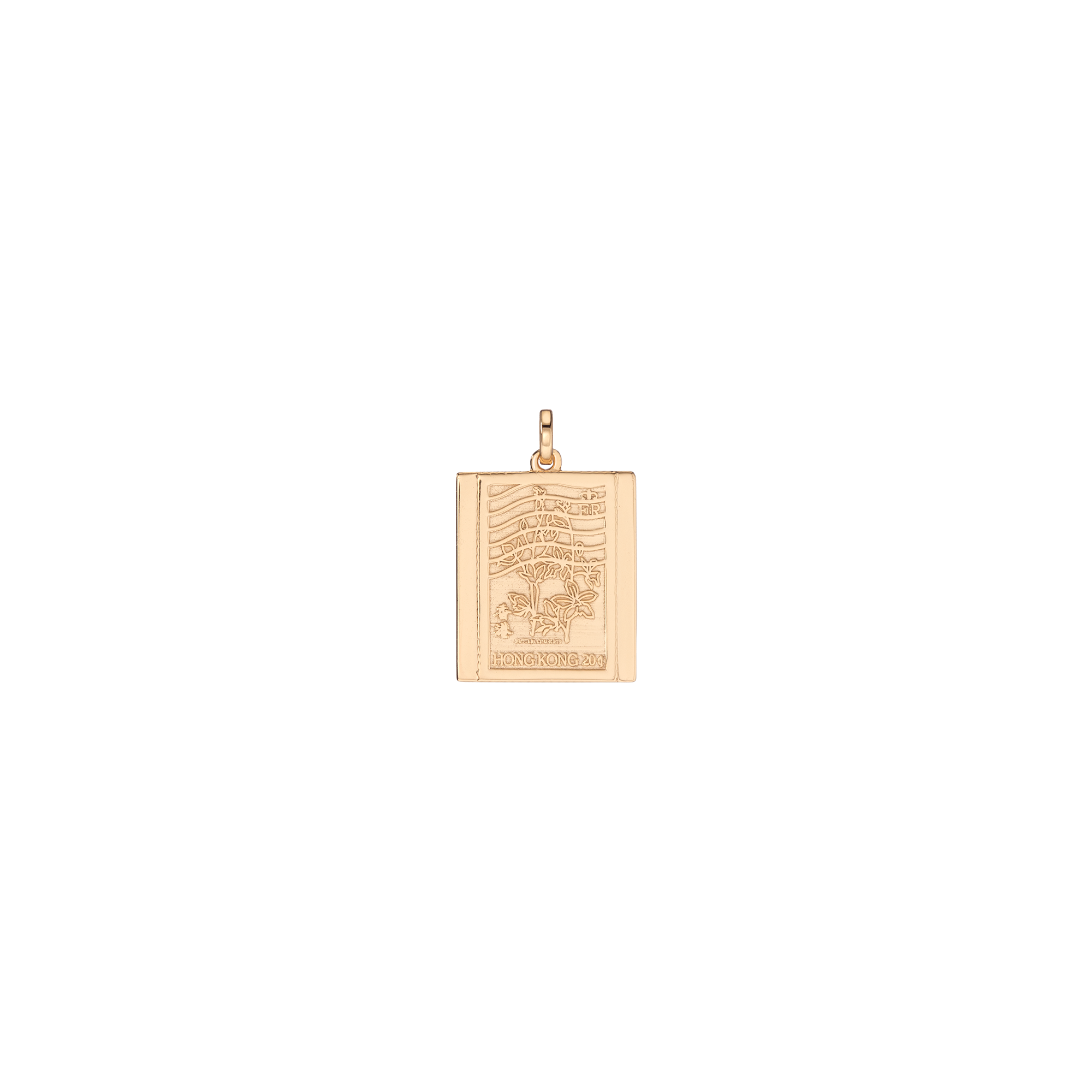 Vintage Stamp Charm Vermeil Yellow Gold Hong Kong First