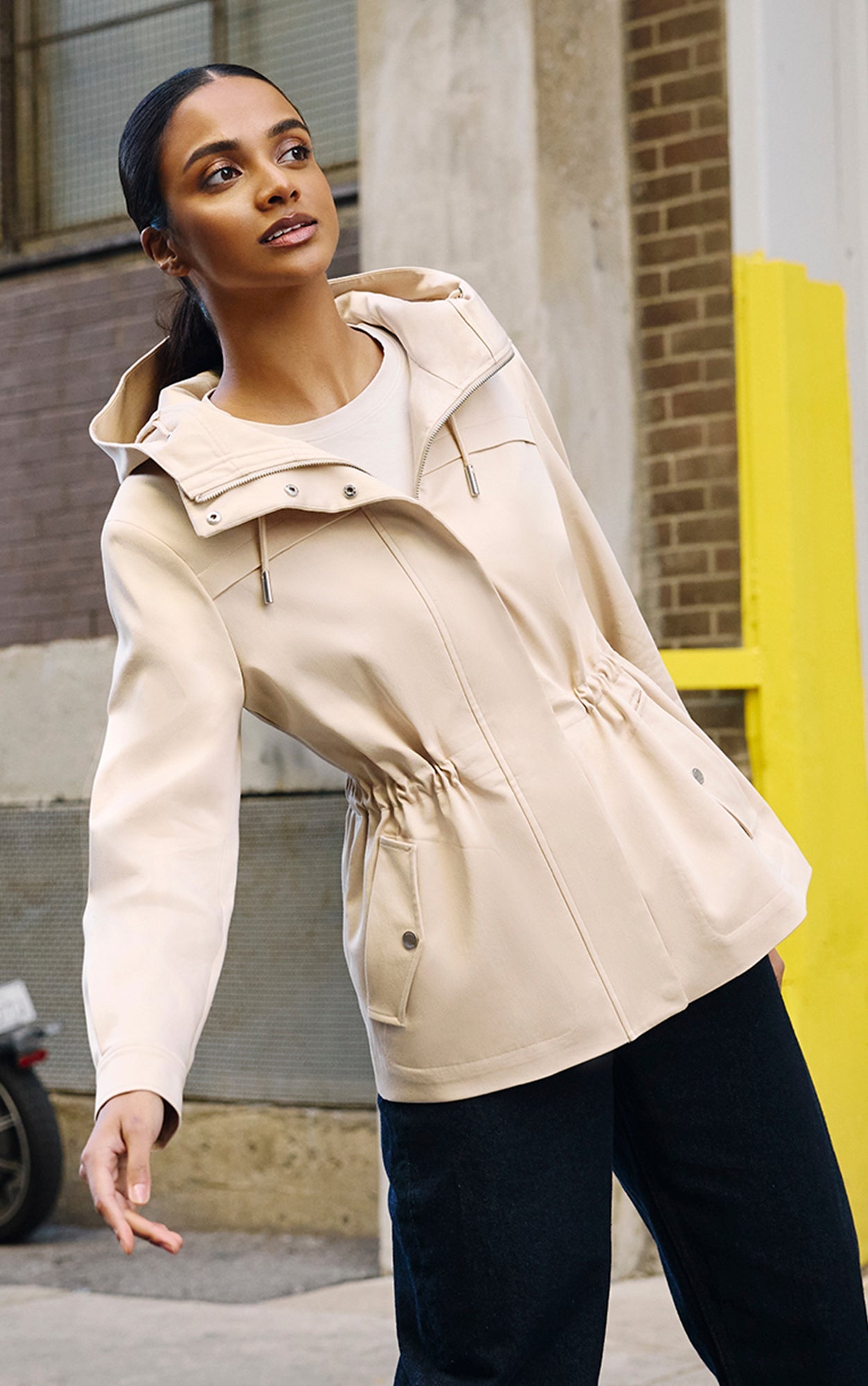 Avalynn Strech Cotton Utility Jacket | Almond