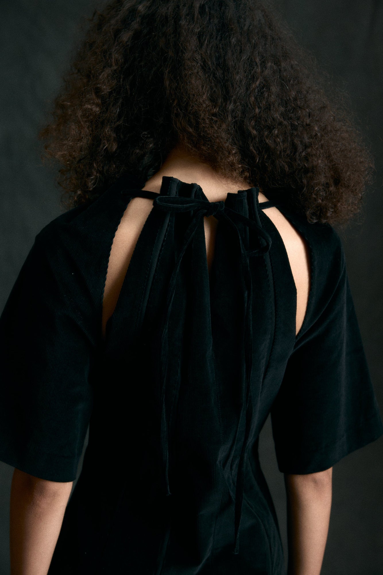 Shelby | Aika Back-Tie Corduroy Mini Dress in Size Small