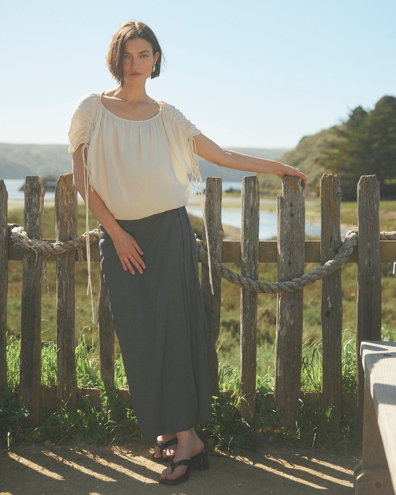 Helena | Ellie Linen Maxi Wrap Skirt in Size Small