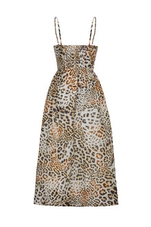 Alba Silk Linen Midi Dress | Cheetah Natural