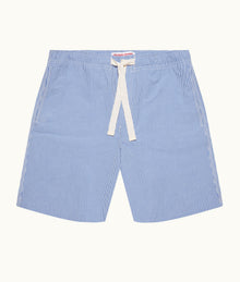 Alex Gingham Relaxed Fit Fine Gingham Drawcord Shorts | Blue/White