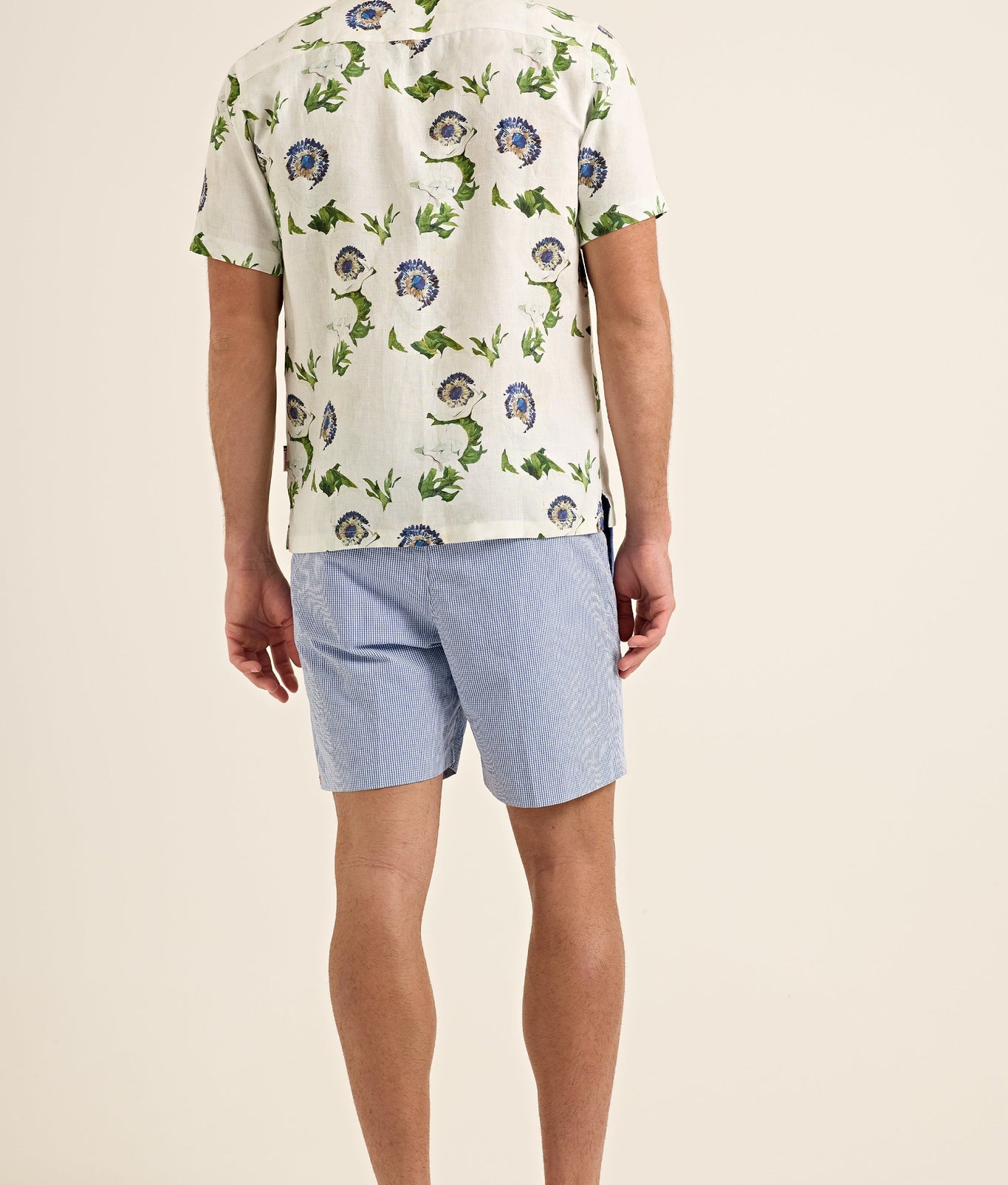 Alex Gingham Relaxed Fit Fine Gingham Drawcord Shorts | Blue/White