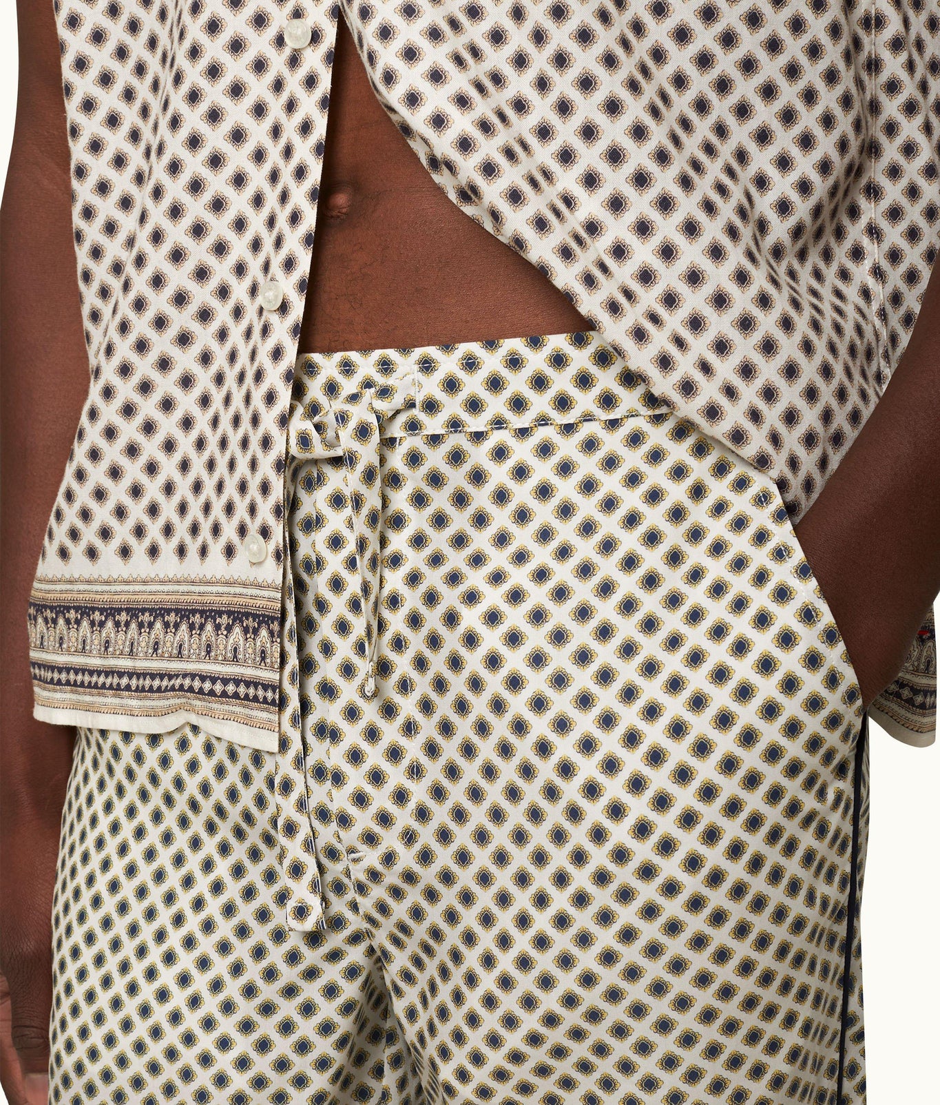 Alfred Solmio Print Relaxed Fit Lounge Trousers | White Sand