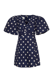 Aliza Dress | Classic Navy Dot