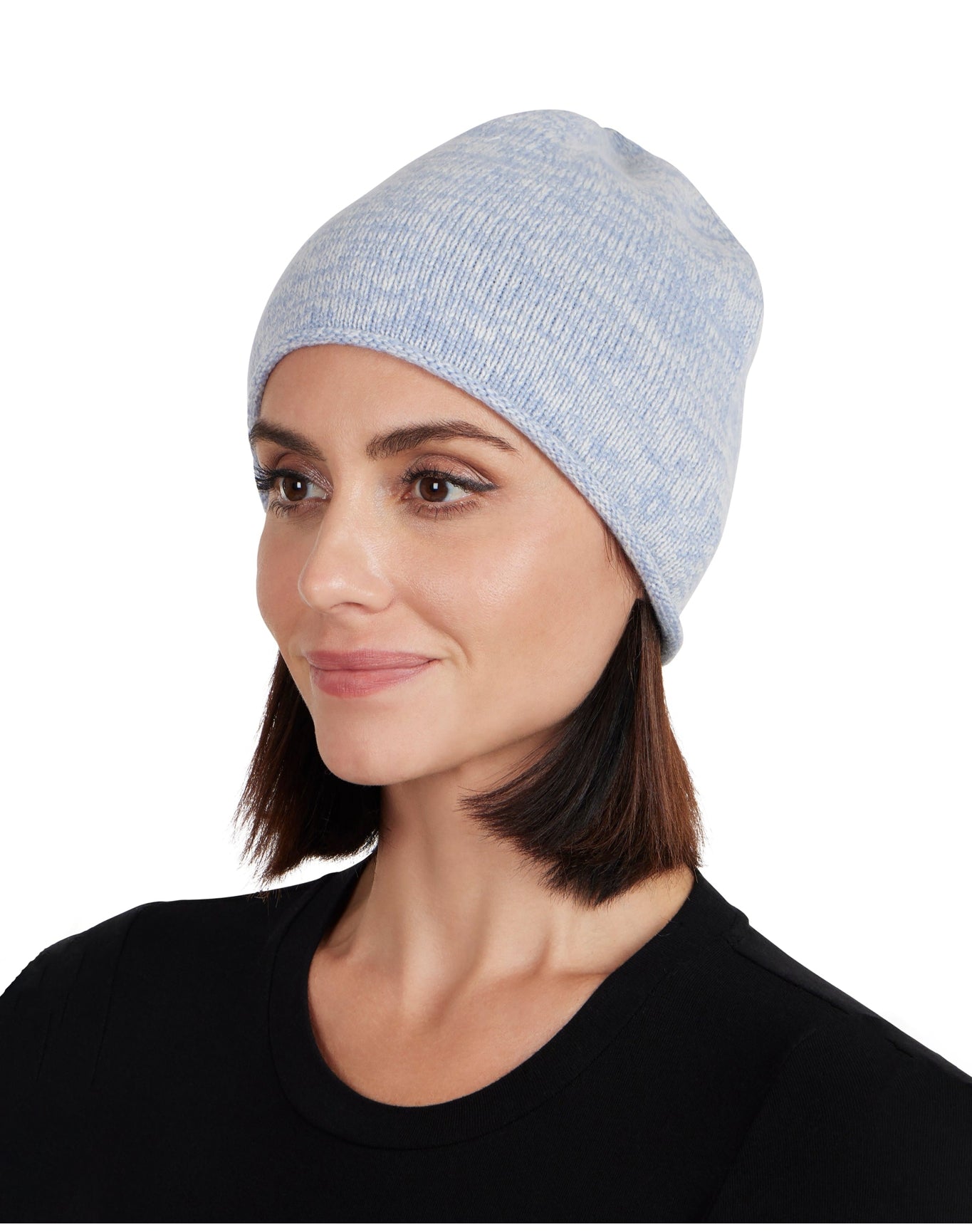 Amicale Cashmere | Women | Cashmere Beanie With Heatset Stones | Light Blue