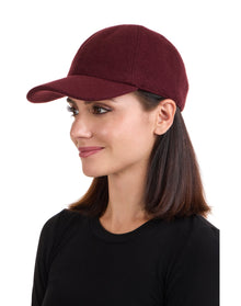 Amicale Cashmere | Women | Cashmere Blend Knit Baseball Cap II | Bordeaux