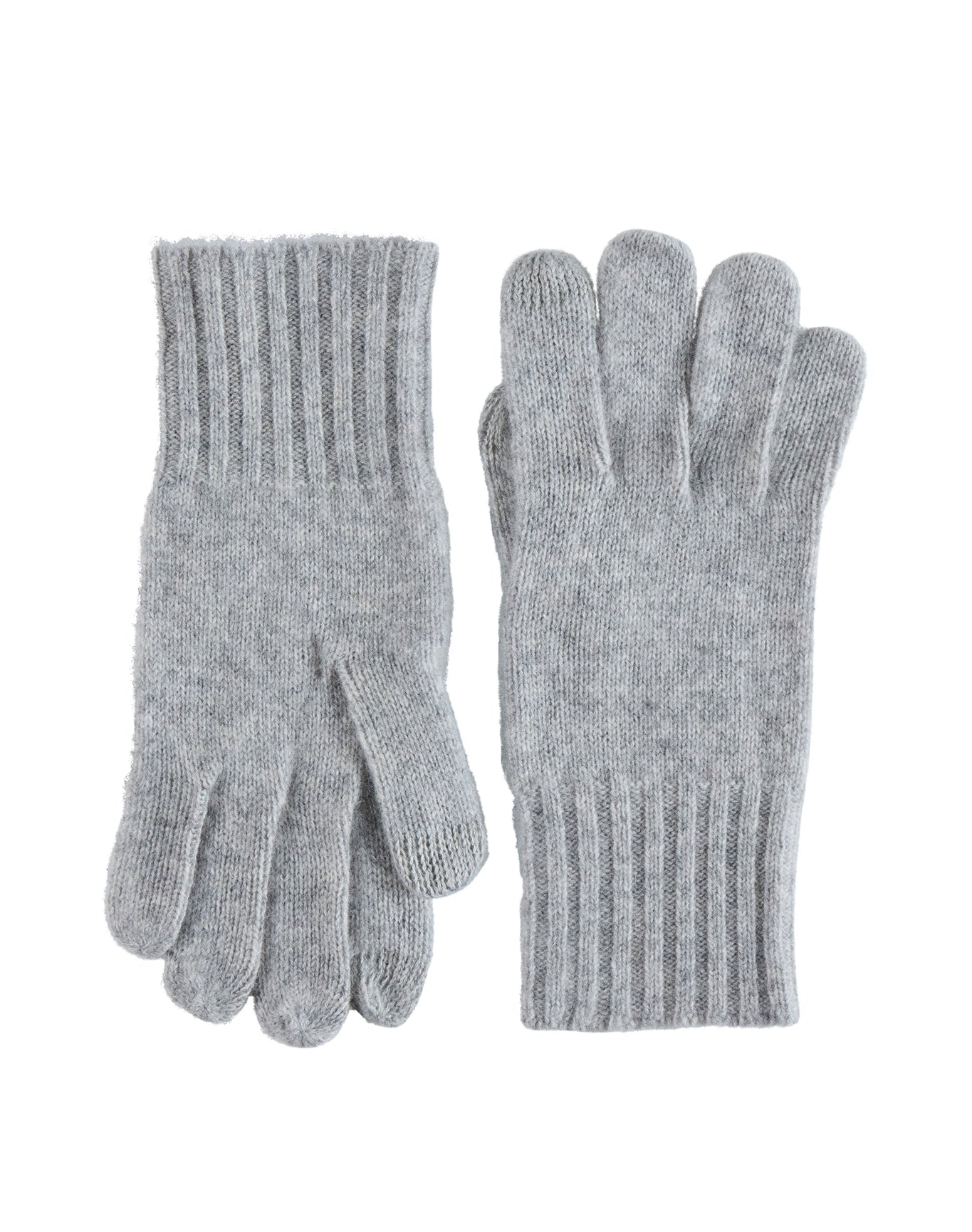 Amicale Cashmere | Women | Knit Ribbed Cuff Glove | Grey