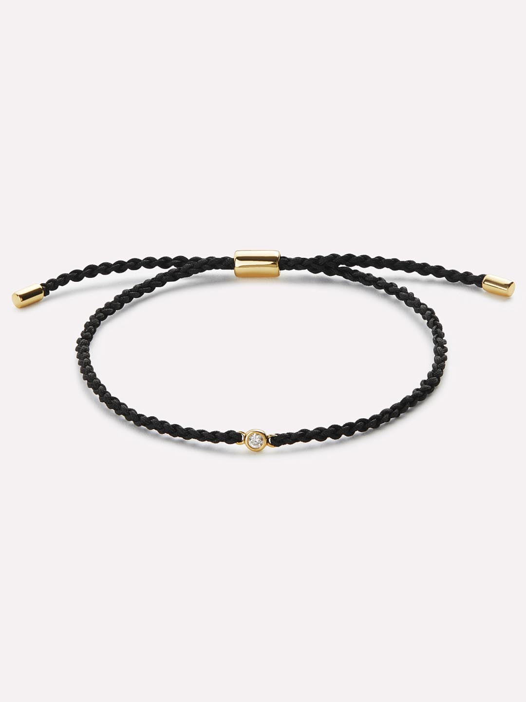 Carter Black Cord Bracelet | 10K Yellow Gold | 0.06 CTW Diamonds