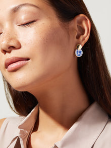 Mini Kinoko Earrings | 14K Gold on Brass | Marble Blue Enamel