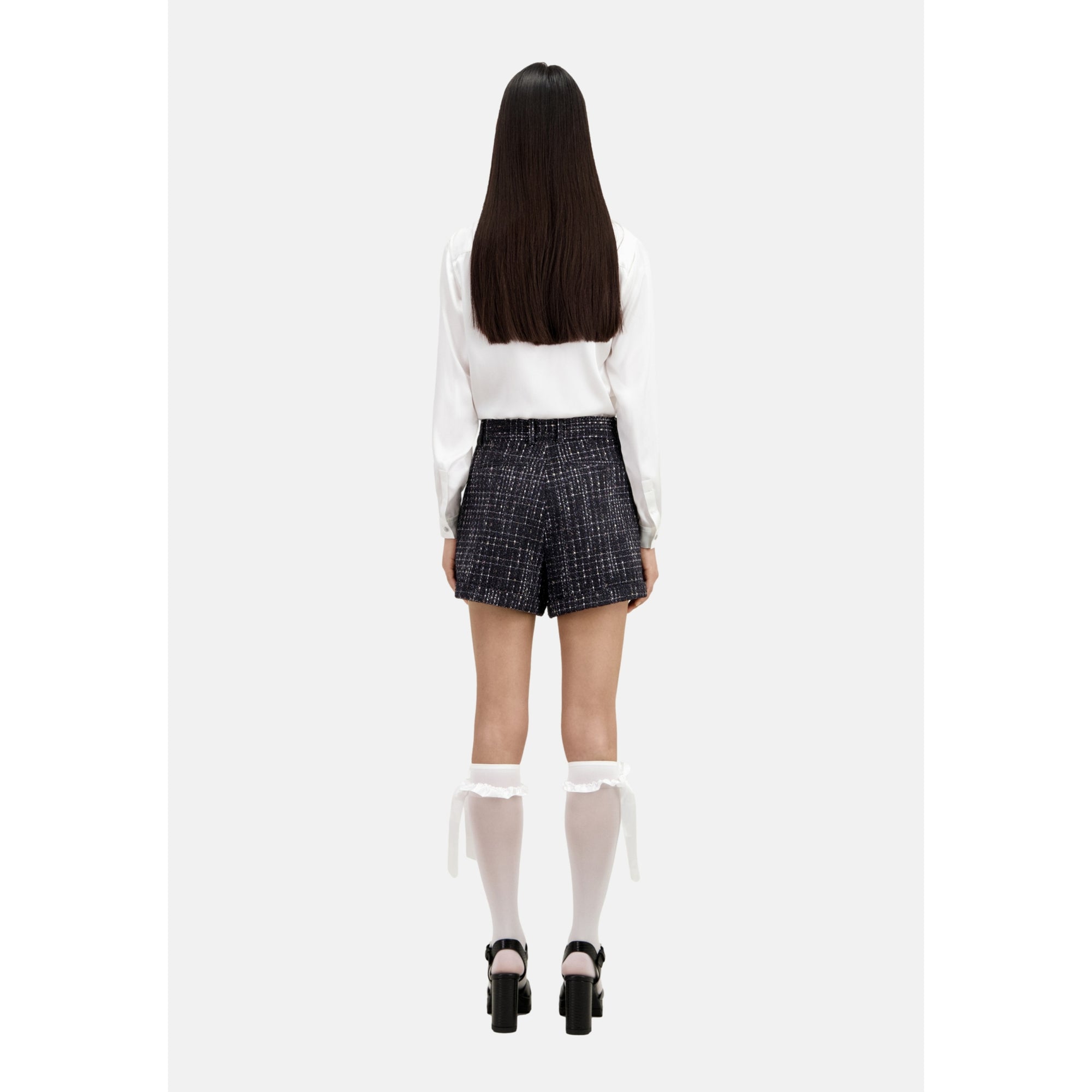 Tweed Shorts | Women | Black x White