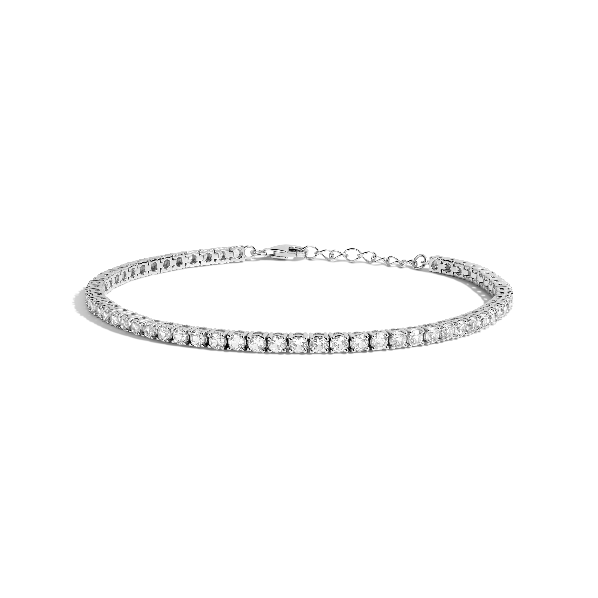 Lab Grown White Sapphire Tennis Anklet Vermeil White Gold First