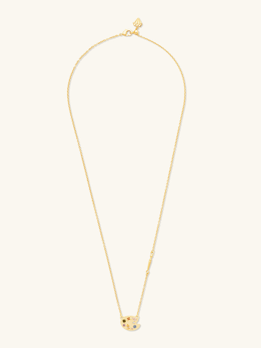 Art Palette Necklace | 5A Grade Cubic Zirconia | 14K Gold Plated Brass