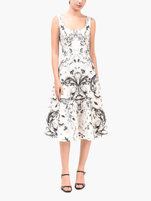 Mirrored Cotton Midi Dress | Stone