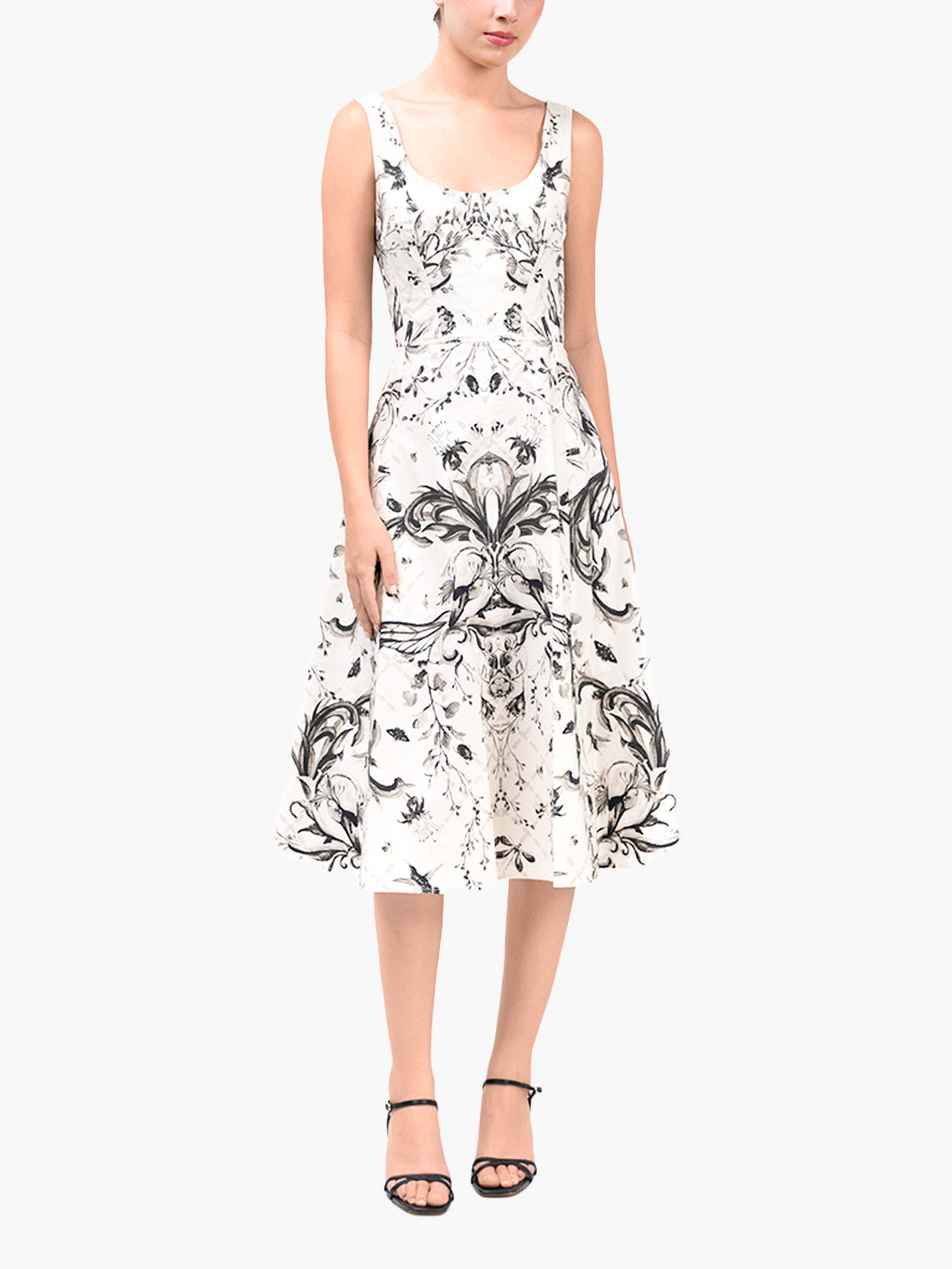 Mirrored Cotton Midi Dress | Stone