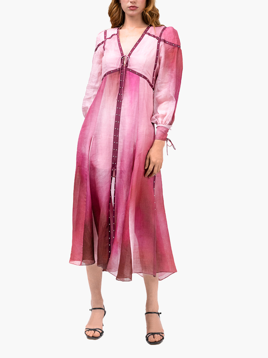 Studded Ombre Midi Dress | Fuchsia
