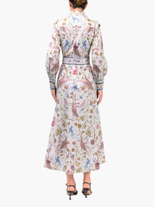 Cotton Poplin Collared Maxi Dress | Ivory Multi